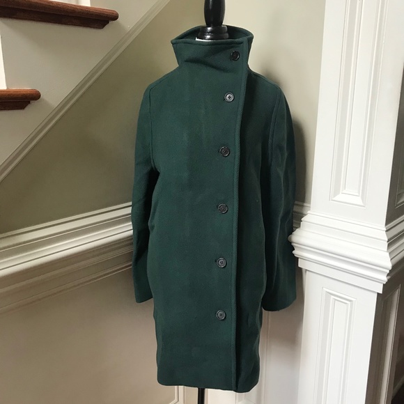 JCREW Villa Cocoon Coat Womens 2 Green Mid Length Stadium Cloth Wool BA538 - Picture 4 of 13